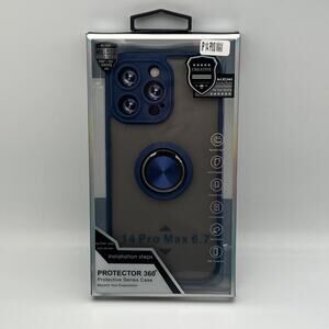iPhone 14 Pro Max Case Magnetic Suction Ring Luxury Design Phone Cover Blue